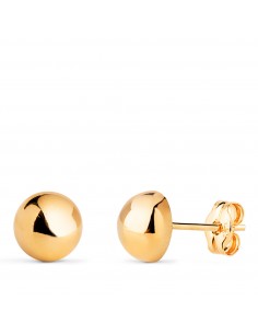 18K PENDIENTES ORO AMARILLO MEDIA BOLA LISA HUECA. ANCHO: 7 MM. CIERRE PRESION