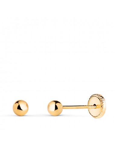 18K PENDIENTES ORO AMARILLO BOLA LISA BRILLA HUECA. ANCHO: 3 MM. CIERRE TUERCA