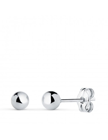 18K PENDIENTES ORO BLANCO BOLA LISA BRILLA HUECA. ANCHO: 4 MM. CIERRE PRESION