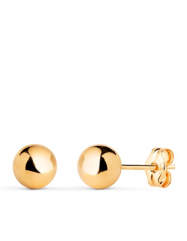 18K PENDIENTES ORO AMARILLO BOLA LISA BRILLA HUECA. ANCHO: 6 MM. CIERRE PRESION