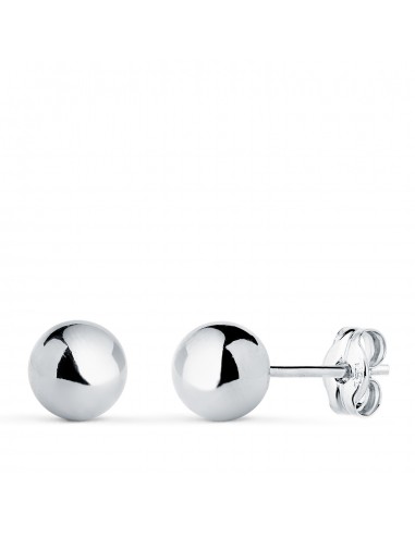18K PENDIENTES ORO BLANCO BOLA LISA BRILLA HUECA. ANCHO: 6 MM. CIERRE PRESION