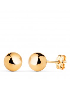 18K PENDIENTES ORO AMARILLO BOLA LISA BRILLA HUECA. ANCHO: 7 MM. CIERRE PRESION
