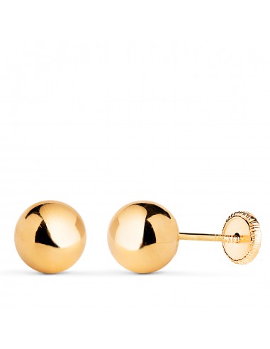 18K PENDIENTES ORO AMARILLO BOLA LISA BRILLA HUECA. ANCHO: 7 MM. CIERRE TUERCA