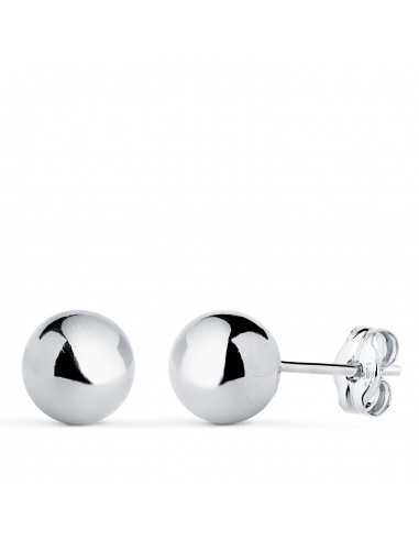 18K PENDIENTES ORO BLANCO BOLA LISA BRILLA HUECA. ANCHO: 7 MM. CIERRE PRESION