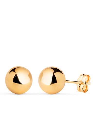 18K PENDIENTES ORO AMARILLO BOLA LISA BRILLA HUECA. ANCHO: 8 MM. CIERRE PRESION