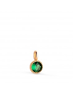 18K COLGANTE ORO AMARILLO REDONDO PIEDRA VERDE BORDES BOLITAS. MEDIDA: 8 5 X 5MM