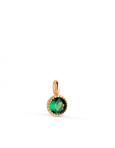 18K COLGANTE ORO AMARILLO REDONDO PIEDRA VERDE BORDES BOLITAS. MEDIDA: 8 5 X 5MM