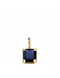 18K COLGANTE ORO AMARILLO CUADRADO CON GARRAS Y PIEDRA COLOR AZUL DE 6 5 X 6 5 MM.