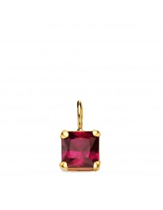 18K COLGANTE ORO AMARILLO CUADRADO CON GARRAS Y PIEDRA COLOR ROJA DE 6 5 X 6 5 MM.