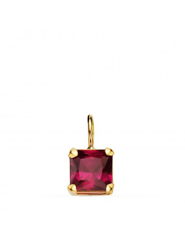18K COLGANTE ORO AMARILLO CUADRADO CON GARRAS Y PIEDRA COLOR ROJA DE 6 5 X 6 5 MM.