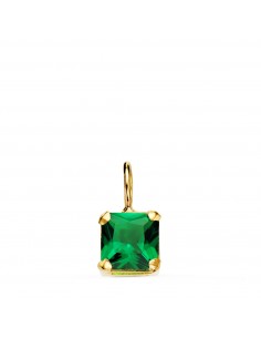18K COLGANTE ORO AMARILLO CUADRADO CON GARRAS Y PIEDRA COLOR VERDE 6 5 X 6 5 MM.