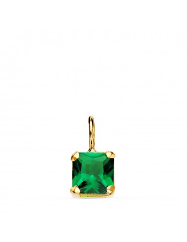 18K COLGANTE ORO AMARILLO CUADRADO CON GARRAS Y PIEDRA COLOR VERDE 6 5 X 6 5 MM.