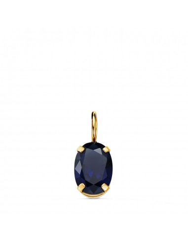 18K COLGANTE ORO AMARILLO OVAL PIEDRA COLOR AZUL 7 X 5 MM.