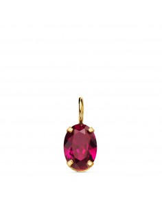 18K COLGANTE ORO AMARILLO OVAL PIEDRA COLOR ROJO 7 X 5 MM.