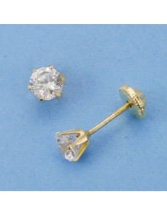 18K PENDIENTES TUERCA CIRCONITAS GARRA.4 X 4MM.