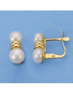 18K PENDIENTES PERLAS. 11 X 5 MM