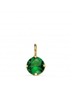 18K COLGANTE ORO AMARILLO REDONDO CON PIEDRA COLOR VERDE. MEDIDA: 6 MM.
