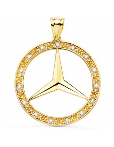 18K MEDALLA ORO AMARILLO ESTRELLA CON CERCO Y CIRCONITA 35 MM