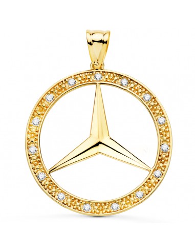 18K MEDALLA ORO AMARILLO ESTRELLA CON CERCO Y CIRCONITA 35 MM