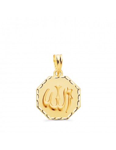 18K MEDALLA ORO AMARILLO ALA ES GRANDE OCTOGONO TALLADA Y MATIZADA 15X15 MM