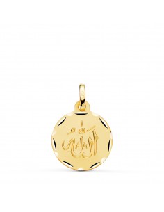 18K MEDALLA ORO AMARILLO ALÁ ES GRANDE TALLADA Y MATIZADA 16 MM