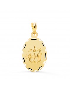 18K MEDALLA ORO AMARILLO ALA ES GRANDE OVAL TALLADA Y MATIZADA 22X14 MM