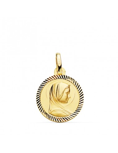18K MEDALLA ORO AMARILLO VIRGEN NIÑA FRANCESA HELICE 14 MM