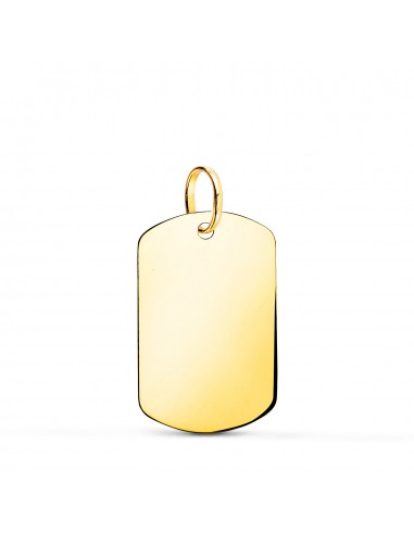 18K CHAPA ORO AMARILLO MILITAR RECTANGULAR EN BRILLO. 21 X 14 MM