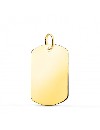 18K CHAPA ORO AMARILLO MILITAR RECTANGULAR EN BRILLO. 24 X 16 MM