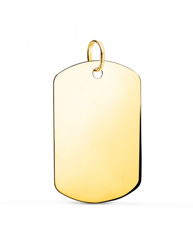 18K CHAPA ORO AMARILLO MILITAR RECTANGULAR EN BRILLO. 27 5 X 19 MM