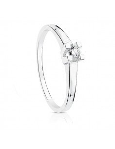 18K SOLITARIO ORO BLANCO DIAMANTE NATURAL TALLA BRILLANTE 0.150 QTS. SI-H