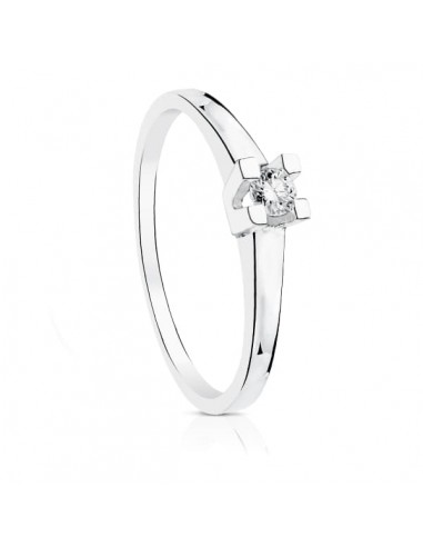 18K SOLITARIO ORO BLANCO DIAMANTE NATURAL TALLA BRILLANTE 0.150 QTS. SI-H
