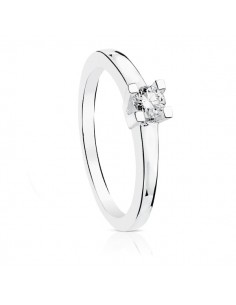 18K SOLITARIO ORO BLANCO DIAMANTE NATURAL TALLA BRILLANTE 0.200 QTS. SI-H