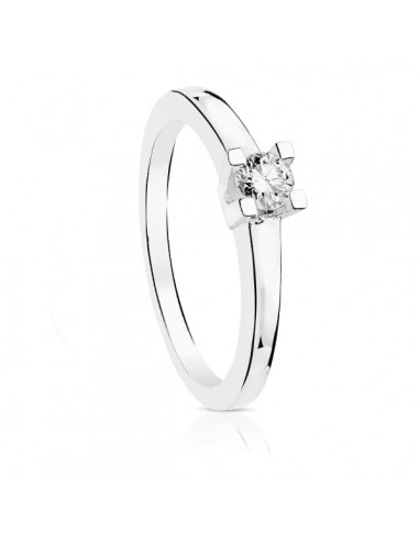 18K SOLITARIO ORO BLANCO DIAMANTE NATURAL TALLA BRILLANTE 0.200 QTS. SI-H