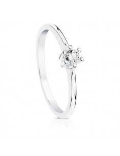 18K SOLITARIO DIAMANTE NATURAL TALLA BRILLANTE ORO BLANCO 0.100 QTS. SI-H