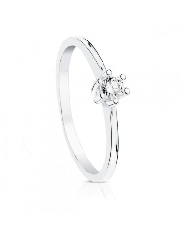 18K SOLITARIO DIAMANTE NATURAL TALLA BRILLANTE ORO BLANCO 0.100 QTS. SI-H