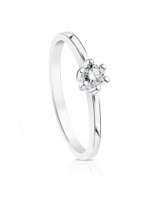 18K SOLITARIO DIAMANTE NATURAL TALLA BRILLANTE ORO BLANCO 0.150 QTS. SI-H