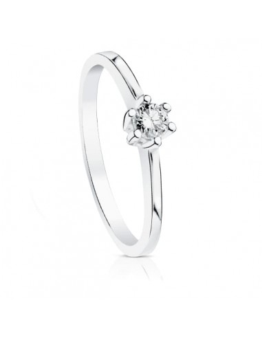 18K SOLITARIO DIAMANTE NATURAL TALLA BRILLANTE ORO BLANCO 0.150 QTS. SI-H