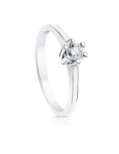 18K SOLITARIO DIAMANTE NATURAL TALLA BRILLANTE ORO BLANCO 0.200 QTS. SI-H