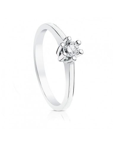 18K SOLITARIO ORO BLANCO DIAMANTE NATURAL 0.30 QTES SI-H