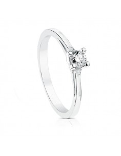 18K SOLITARIO ORO BLANCO DIAMANTE NATURAL TALLA BRILLANTE 0.200 QTS. SI-H
