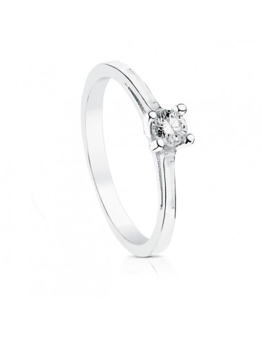 18K SOLITARIO ORO BLANCO DIAMANTE NATURAL TALLA BRILLANTE 0.200 QTS. SI-H