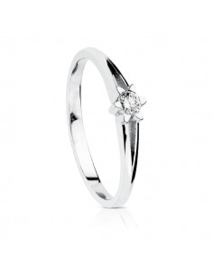 18K SOLITARIO DIAMANTE NATURAL  TALLA BRILLANTE ORO BLANCO 0.100 QTS. SI-H