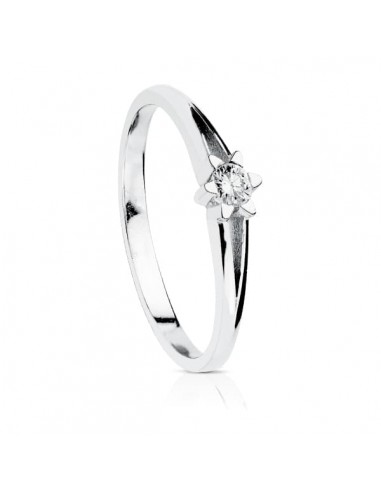 18K SOLITARIO DIAMANTE NATURAL  TALLA BRILLANTE ORO BLANCO 0.100 QTS. SI-H