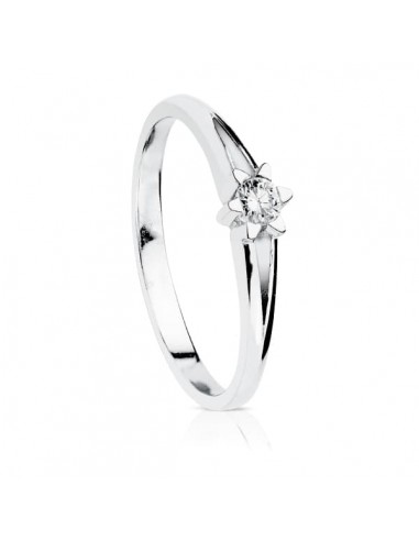 18K SOLITARIO DIAMANTE NATURAL TALLA BRILLANTE ORO BLANCO 0 150 QTS. SI-H