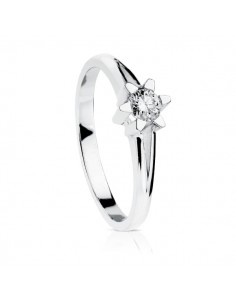 18K SOLITARIO DIAMANTE NATURAL TALLA BRILLANTE ORO BLANCO 0.200 QTS. SI-H