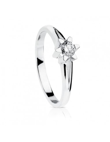 18K SOLITARIO DIAMANTE NATURAL TALLA BRILLANTE ORO BLANCO 0.200 QTS. SI-H