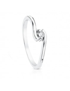 18K SOLITARIO ORO BLANCO DIAMANTE NATURAL TALLA BRILLANTE 0.100 QTS. SI-H