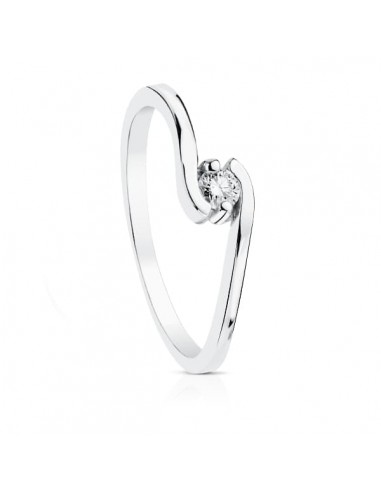18K SOLITARIO ORO BLANCO DIAMANTE NATURAL TALLA BRILLANTE 0.100 QTS. SI-H