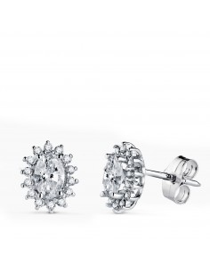18K PENDIENTES ORO BLANCO DIAMANTES LABORATORIO OVAL Y 28 DIAMANTES 0 28 QTES - 2 OVALES 1 1 QTES G-VS2. 10X8MM. CIERRE PRESION